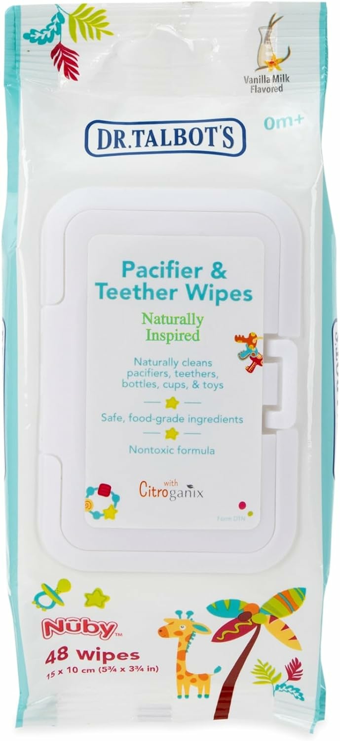 Pacifier And Teether Wipes Naturally Inspired With Citroganix  Vanilla Milk  48 Count  1 Pack  |  Teethers All Toys Teethers