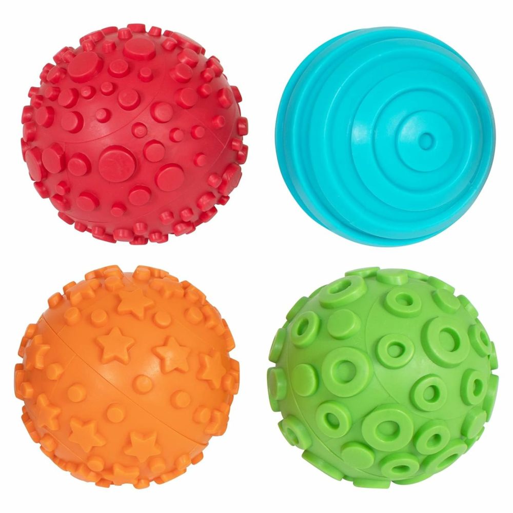 Paint And Dough Texture Spheres – Set Of 4 – Ages 2 + – Mix And Match Sensory Fidget Toys For Toddlers – Diy Textures And Patterns  Red  Blue  Orange  Green  |  Sorting & Stacking Toys All Toys red, blue, orange, green