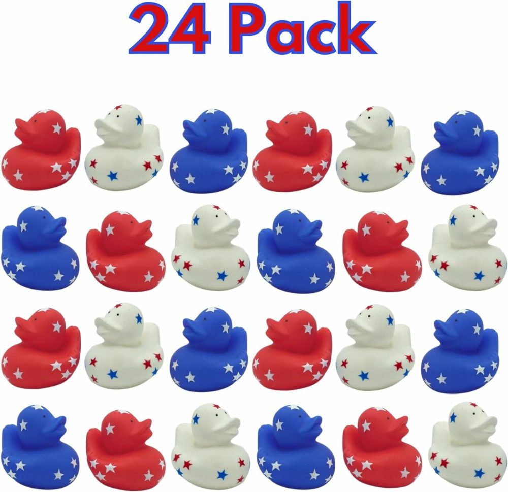 Patriotic Rubber Ducks (24 Pack) Bulk 2″ – 4Th Of July Party Favors  Patriotic Party Supplies Gifts Toys For Kids Adults Fourth Of July  Jeep Ducking  |  Bath Toys All Toys Bath Toys