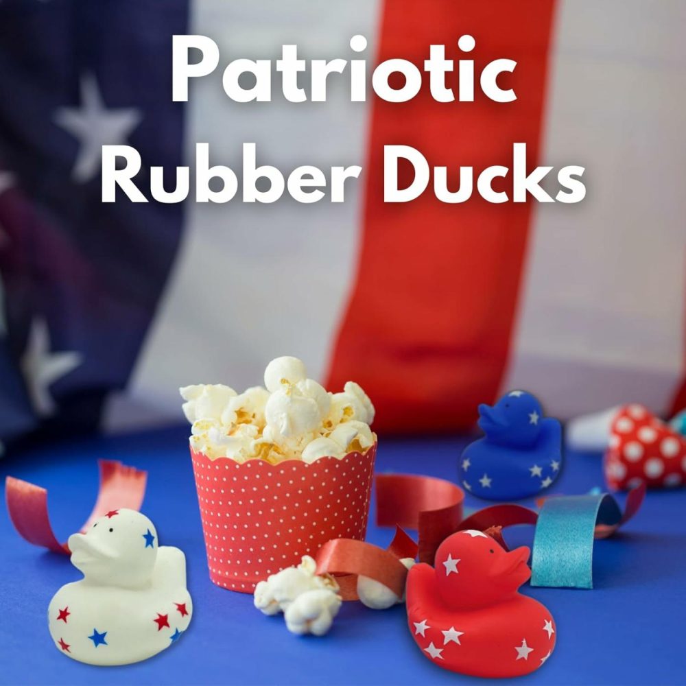 Patriotic Rubber Ducks (24 Pack) Bulk 2″ – 4Th Of July Party Favors  Patriotic Party Supplies Gifts Toys For Kids Adults Fourth Of July  Jeep Ducking  |  Bath Toys All Toys Bath Toys