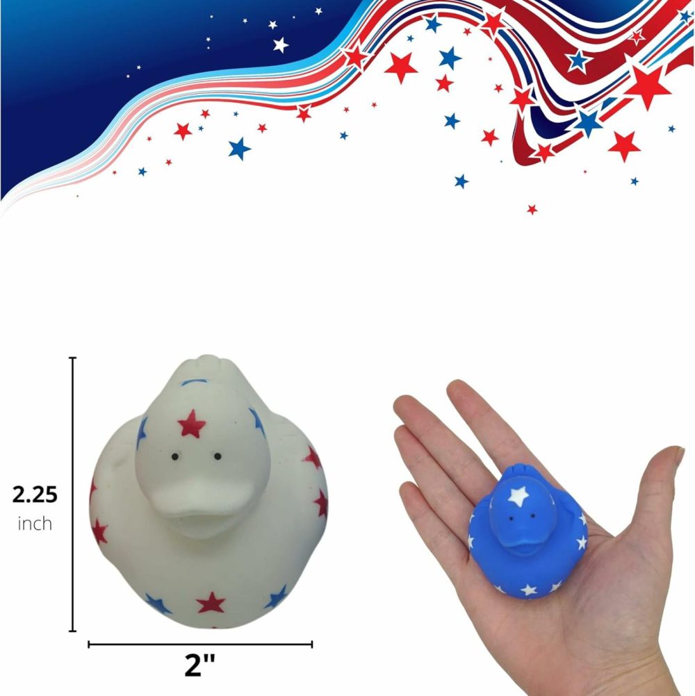 Patriotic Rubber Ducks (24 Pack) Bulk 2″ – 4Th Of July Party Favors  Patriotic Party Supplies Gifts Toys For Kids Adults Fourth Of July  Jeep Ducking  |  Bath Toys All Toys Bath Toys