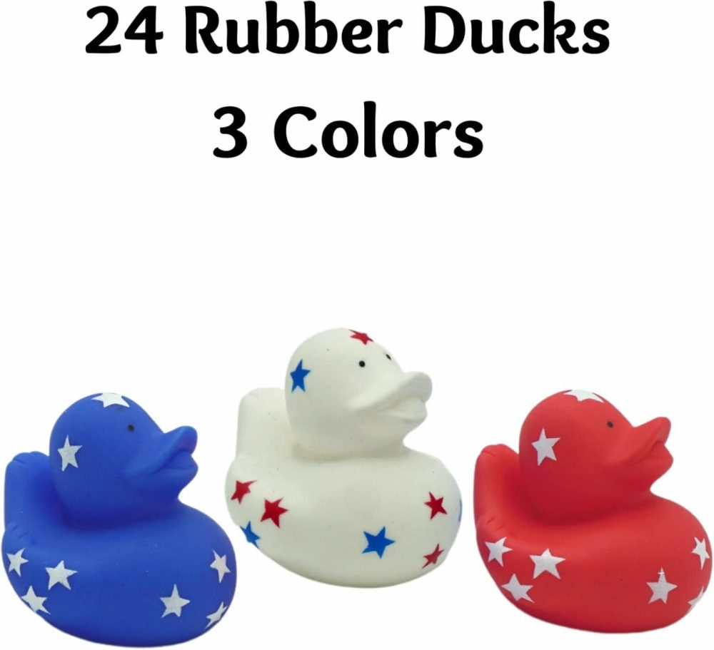 Patriotic Rubber Ducks (24 Pack) Bulk 2″ – 4Th Of July Party Favors  Patriotic Party Supplies Gifts Toys For Kids Adults Fourth Of July  Jeep Ducking  |  Bath Toys All Toys Bath Toys