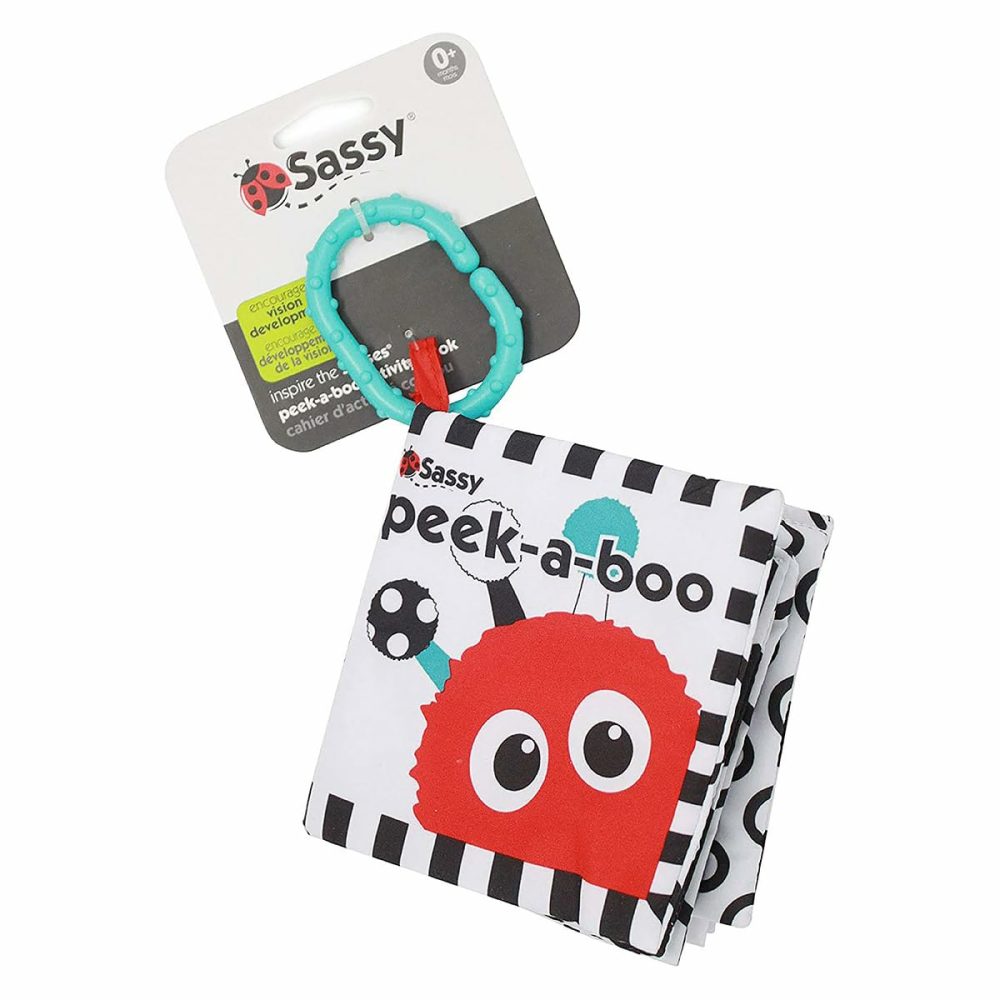 Peek-A-Boo Activity Book With Attachable Link For On-The-Go Travel  Sensory Play  Black & White  Ages 0+ Months  |  Car Seat & Stroller Toys All Toys Black & White