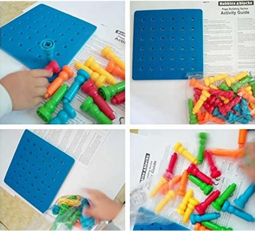 Peg Board Set Toys-Montessori Occupational Therapy Fine Motor Skills Toy  Suitable For Toddlers And Preschoolers Over 3+ Year Old. 25 Tall-Stacker Pegs Rubber 8″ Pegboard  |  Sorting & Stacking Toys All Toys Sorting & Stacking Toys