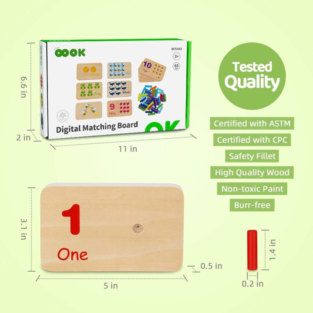 Peg Board Toddler Toys  Counting Wooden Toys With 55 Pegs  Wooden Math Manipulatives,Montessori Math And Numbers For Kids & Kindergarten Learning Activities  |  Sorting & Stacking Toys All Toys Sorting & Stacking Toys