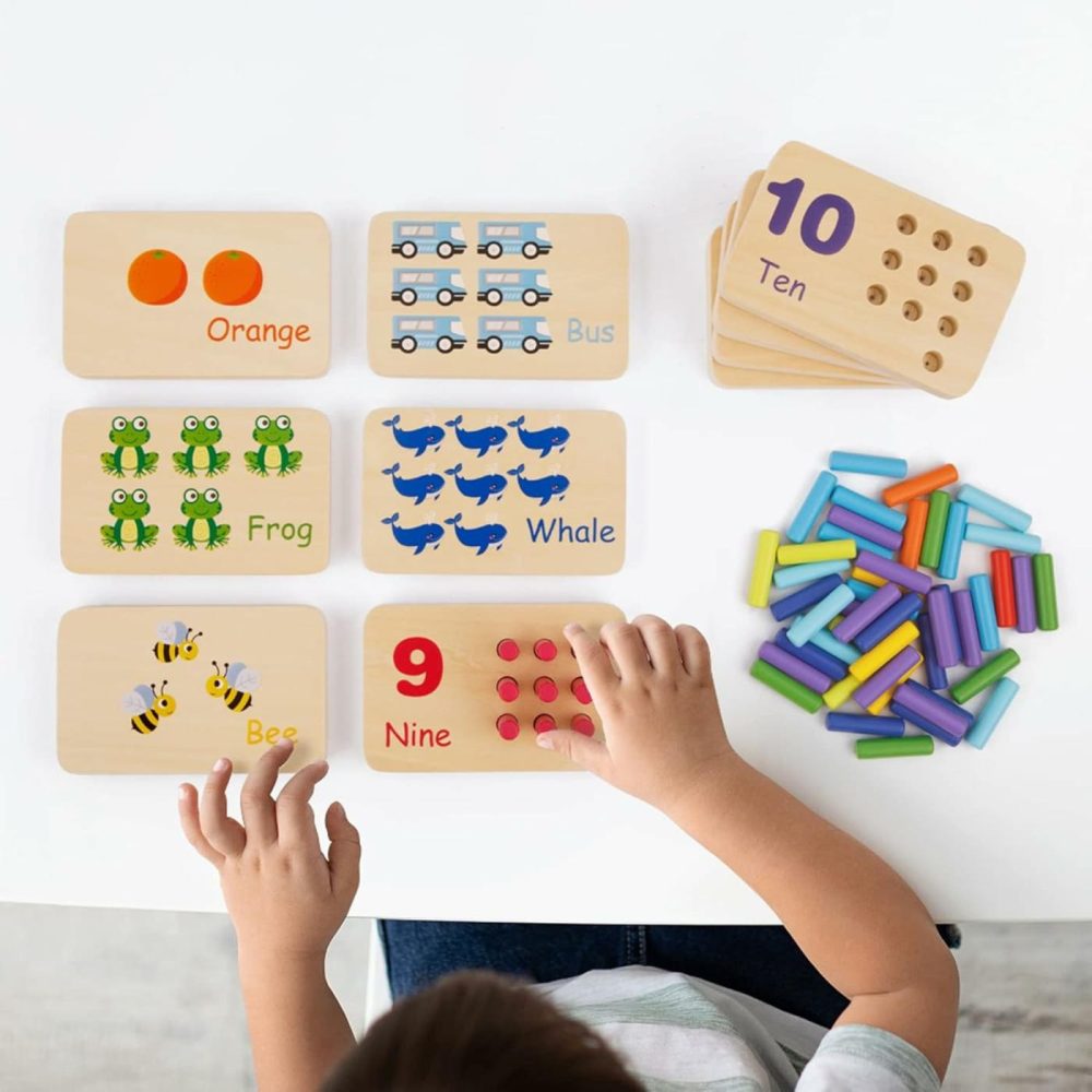 Peg Board Toddler Toys  Counting Wooden Toys With 55 Pegs  Wooden Math Manipulatives,Montessori Math And Numbers For Kids & Kindergarten Learning Activities  |  Sorting & Stacking Toys All Toys Sorting & Stacking Toys