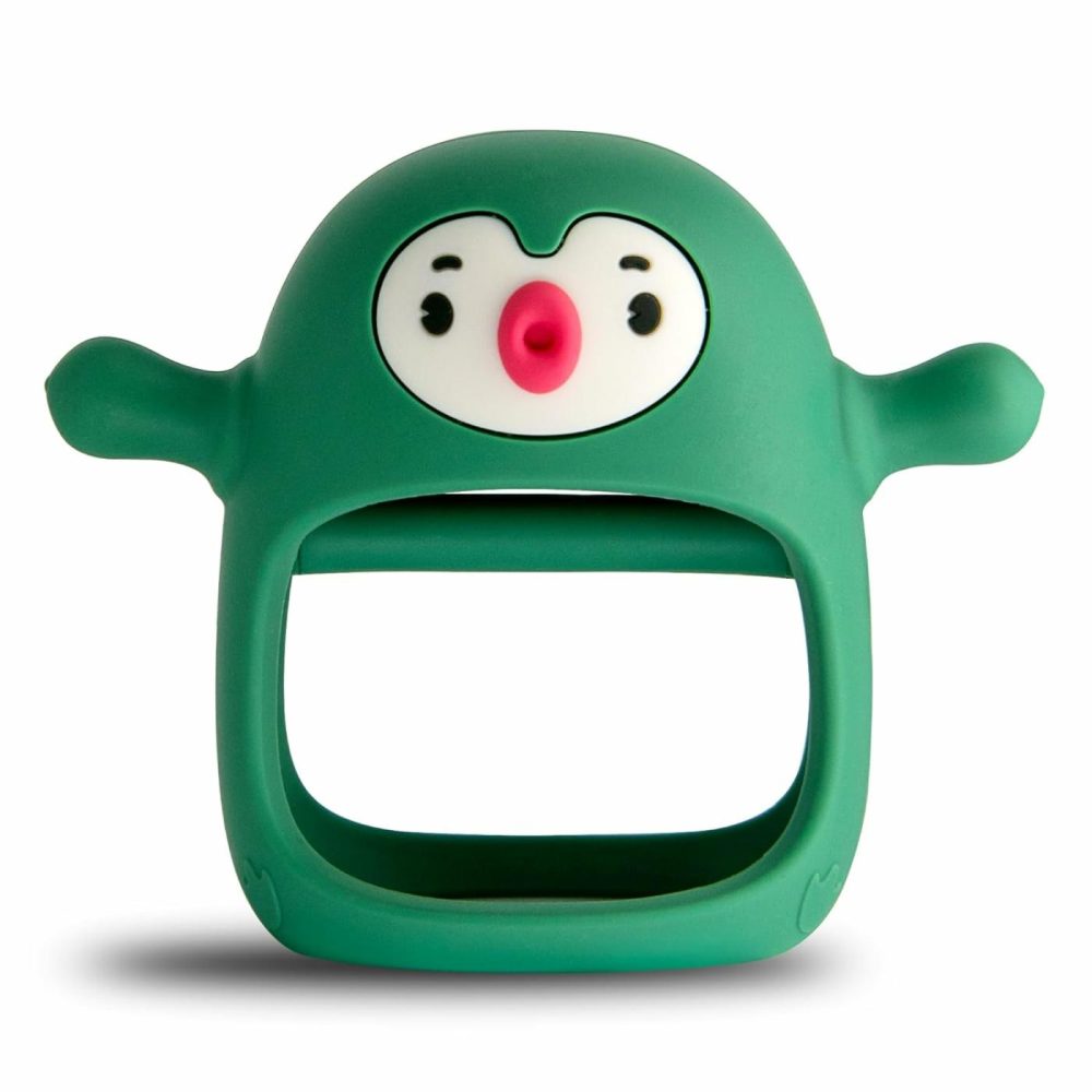 Penguin Buddy Never Drop Silicone Baby Teething Toy For 0-6Month Nfants  Baby Chew Toys For Sucking Needs  Hand Teether For 3-6Months,Car Seat Toy For Infants  Pine Green  |  Teethers All Toys Solid Green