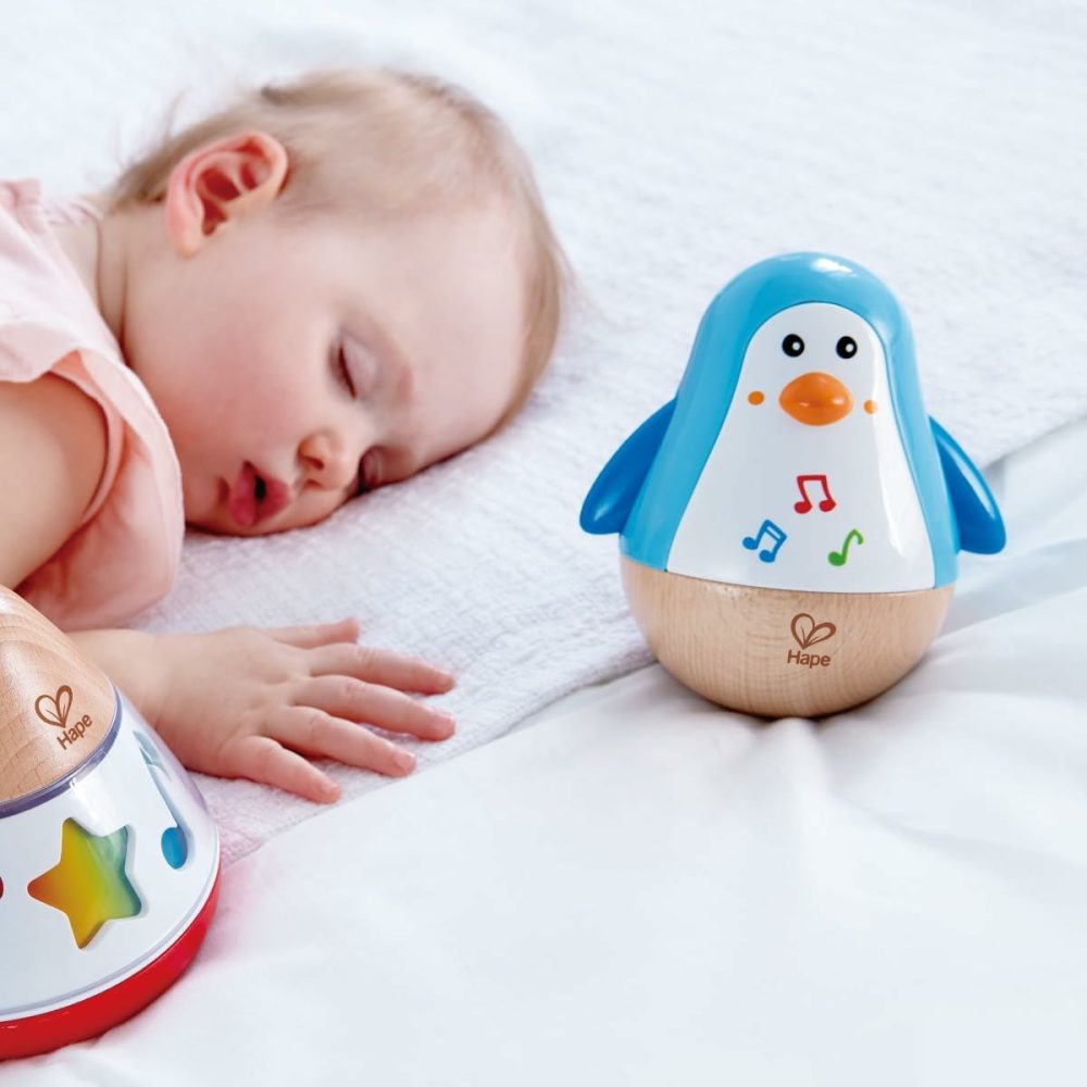 Penguin Musical Wobbler | Colorful Wobbling Melody Penguin  Roly Poly Toy For Kids 6 Months+  Multicolor  5” X 2” (E0331)   Blue  |  Musical Toys All Toys Blue