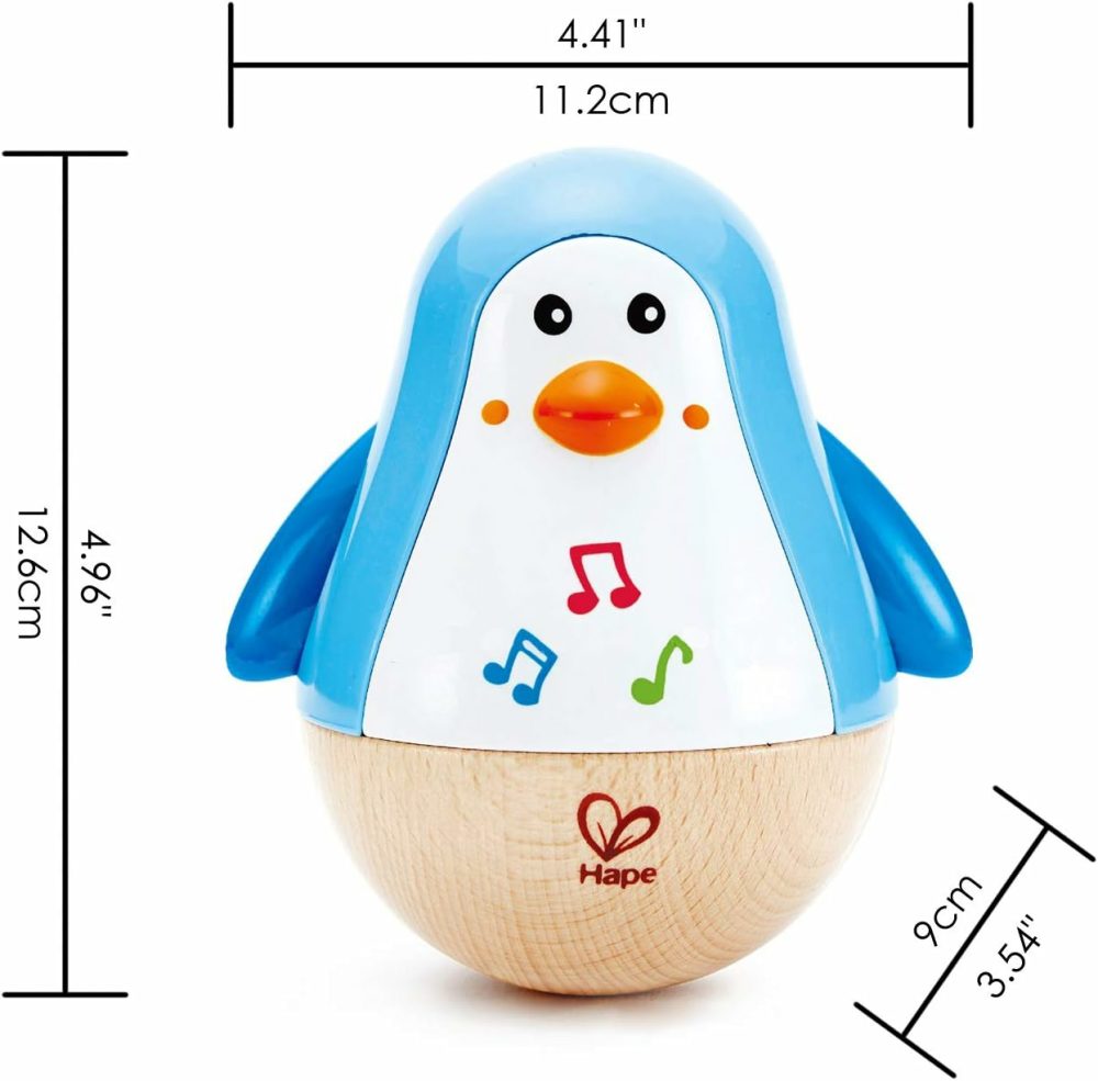 Penguin Musical Wobbler | Colorful Wobbling Melody Penguin  Roly Poly Toy For Kids 6 Months+  Multicolor  5” X 2” (E0331)   Blue  |  Musical Toys All Toys Blue