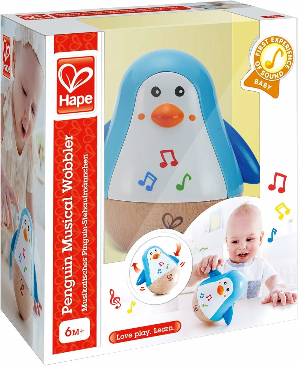 Penguin Musical Wobbler | Colorful Wobbling Melody Penguin  Roly Poly Toy For Kids 6 Months+  Multicolor  5” X 2” (E0331)   Blue  |  Musical Toys All Toys Blue