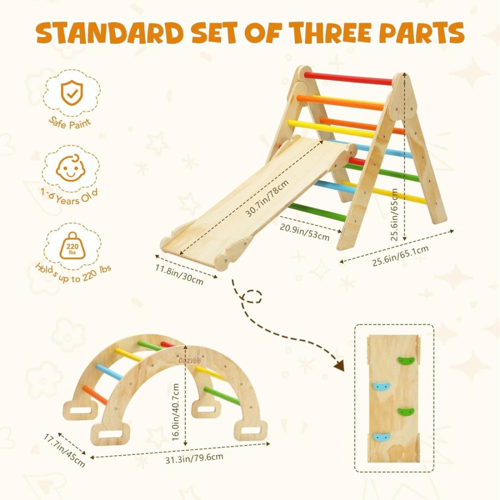 Pikler Triangle Set  5 In 1 Rainbow Baby Montessori Climbing Toys  Indoor Playground For Kids  Foldable Indoor Climbing Toys With Ramp  Arch Climber  Baby Climbing Toys For Toddlers 1-3  |  Indoor Climbers & Play Structures All Toys Indoor Climbers & Play Structures