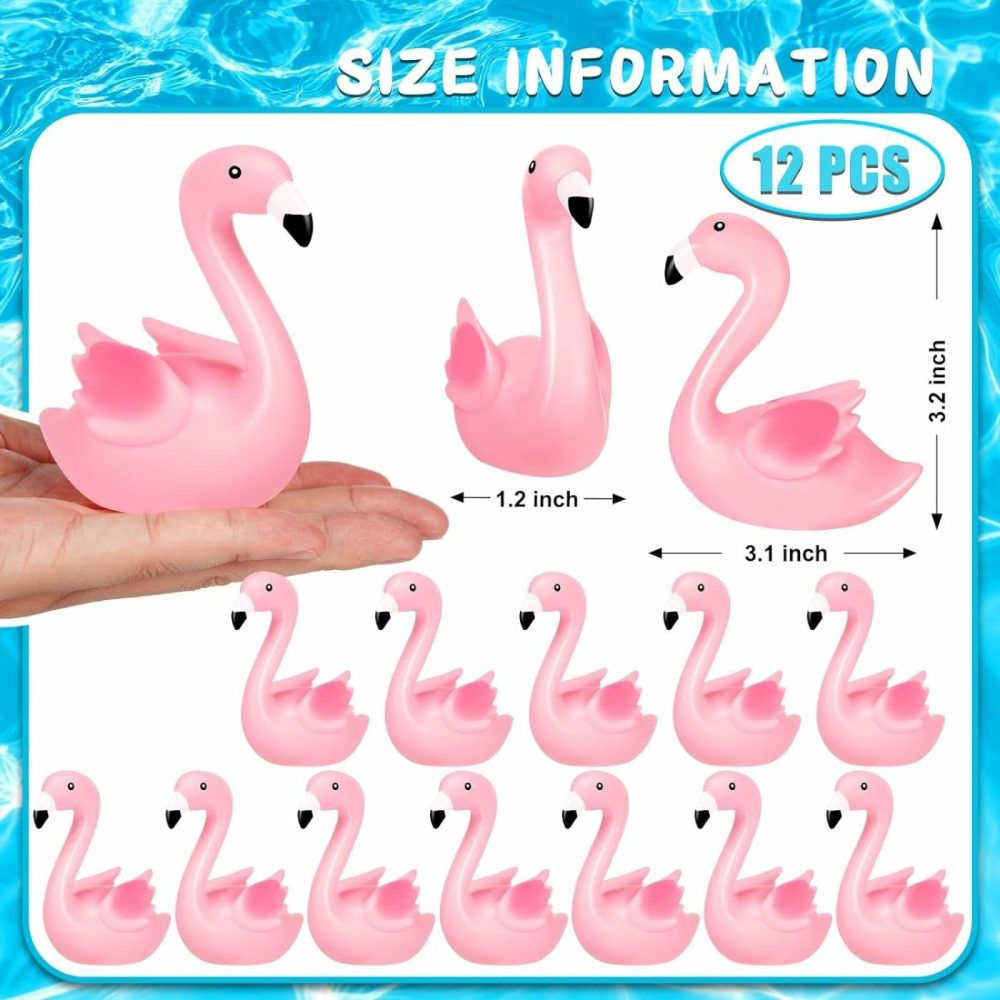 Pink Flamingo Rubber Duckies  12Pcs Bulk Flamingo Bath Toys For Kids Small Flamingo Rubber Duck Cake Decorations  Birthday Gifts  Classroom Prizes  |  Bath Toys All Toys Bath Toys