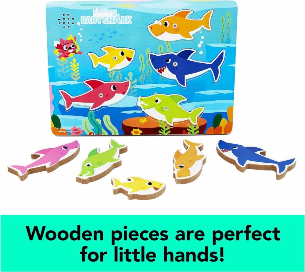 Pinkfong Baby Shark Musical Wood Sound Puzzle- Plays Song | Baby Shark Toys | Toddler Toys | Kids Toys | Baby Shark Birthday Decorations For Ages 2+  |  Musical Toys All Toys Chunky Wood Sound Puzzle