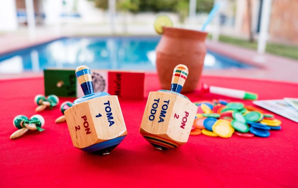 Pirinola Toma Todo Set – Wood Spinning Top Game – Set Of 2 – Kids And Adults Party Games For Mexican Fiesta  Bachelor Parties Or Baby Shower  4 Inches Tall  |  Spinning Tops All Toys Spinning Tops