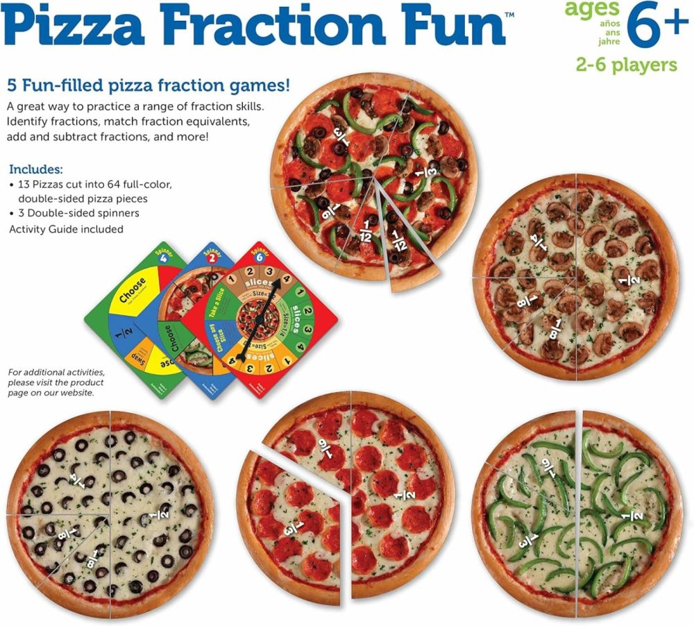 Pizza Fraction Fun Game  13 Fraction Pizzas  67 Piece Game  Ages 6+  |  Board Games All Toys Board Games