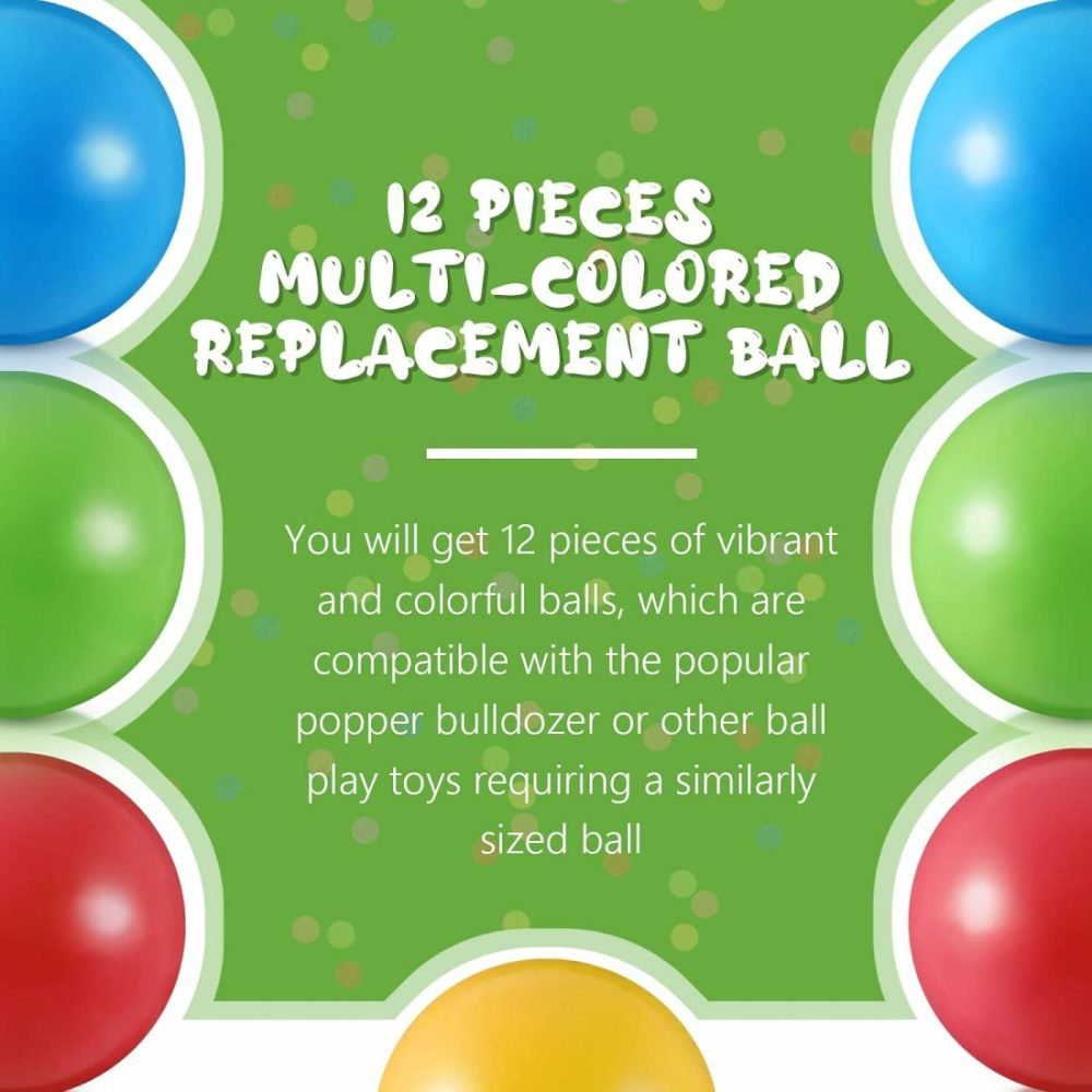 Plastic Balls Multi Colored Replacement Toy Balls Crush Proof Bulldozer Balls Soft Plastic Air Filled Ocean Balls For Toddlers 1.75 Inch Balls Toys (12 Pieces)  |  Balls All Toys Balls