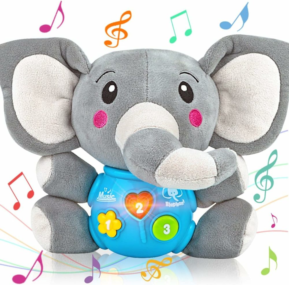 Plush Elephant Music Baby Toys 0 3 6 9 12 Months  Cute Stuffed Aminal Light Up Baby Toys Newborn Baby Musical Toys For Infant Babies Boys & Girls Toddlers 0 To 36 Months (Gray)  |  Musical Toys All Toys