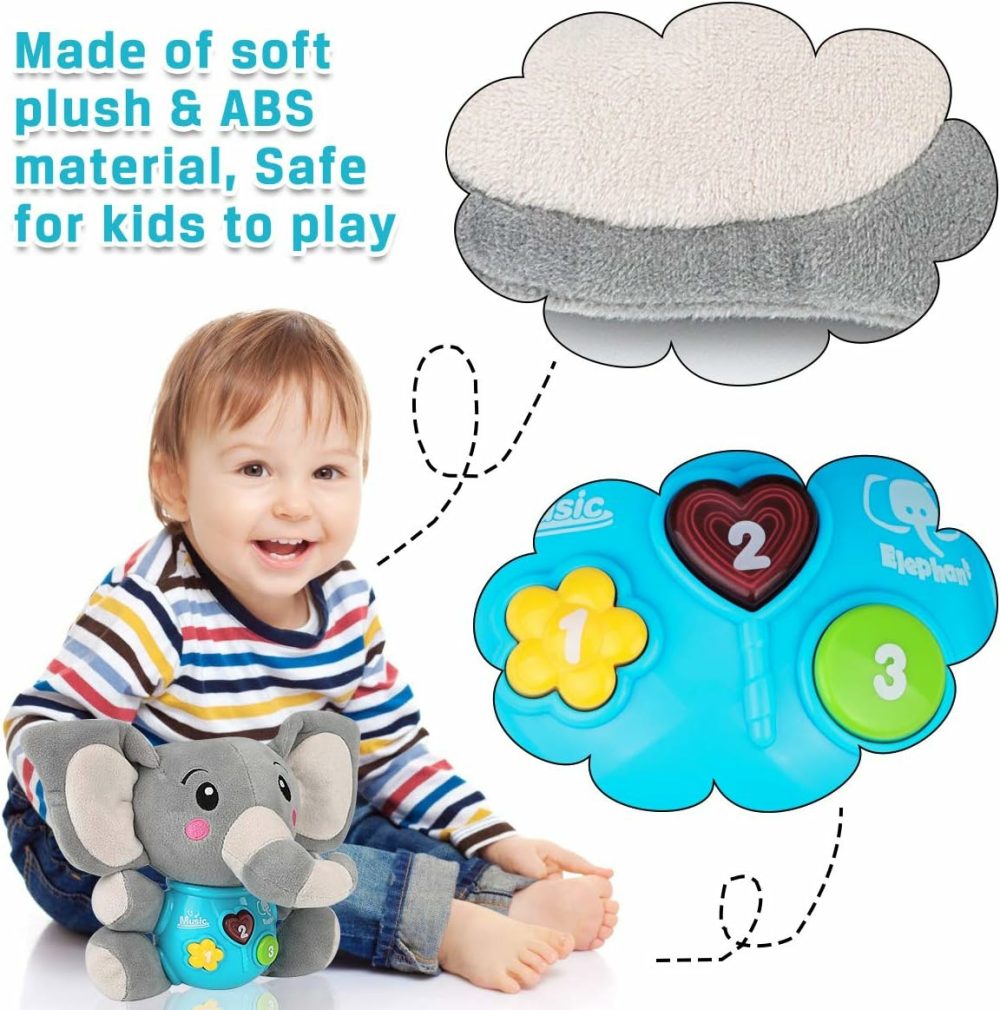 Plush Elephant Music Baby Toys 0 3 6 9 12 Months  Cute Stuffed Aminal Light Up Baby Toys Newborn Baby Musical Toys For Infant Babies Boys & Girls Toddlers 0 To 36 Months (Gray)  |  Musical Toys All Toys