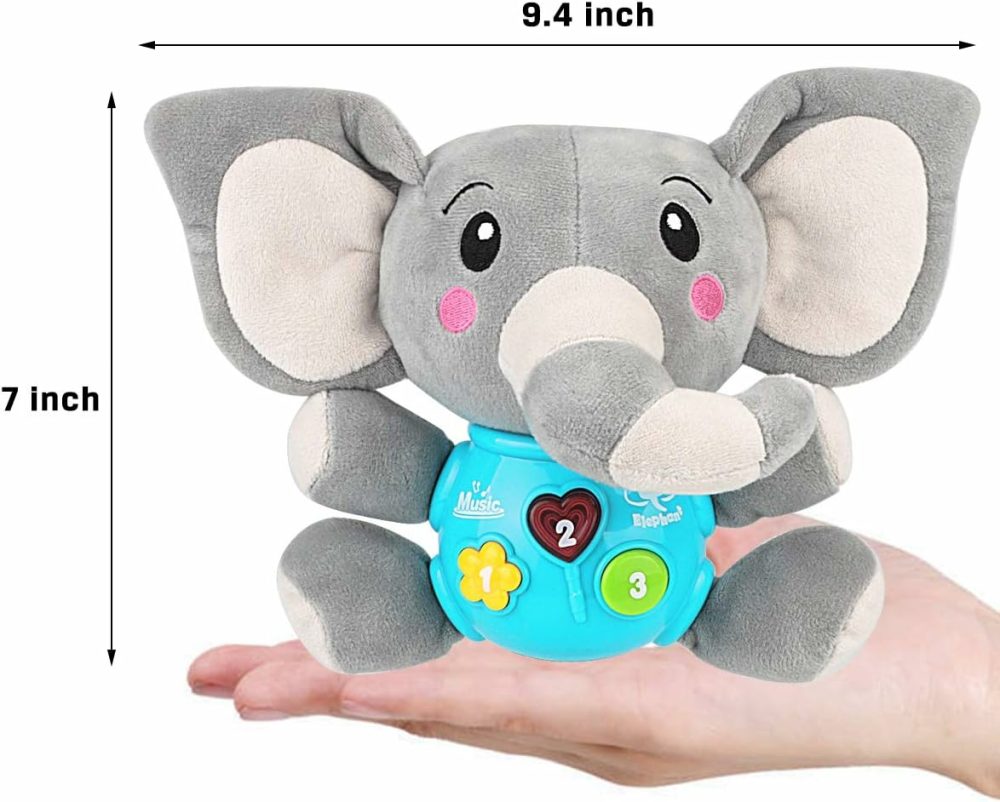 Plush Elephant Music Baby Toys 0 3 6 9 12 Months  Cute Stuffed Aminal Light Up Baby Toys Newborn Baby Musical Toys For Infant Babies Boys & Girls Toddlers 0 To 36 Months (Gray)  |  Musical Toys All Toys