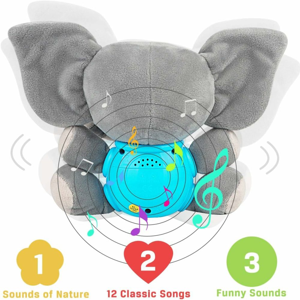 Plush Elephant Music Baby Toys 0 3 6 9 12 Months  Cute Stuffed Aminal Light Up Baby Toys Newborn Baby Musical Toys For Infant Babies Boys & Girls Toddlers 0 To 36 Months (Gray)  |  Musical Toys All Toys