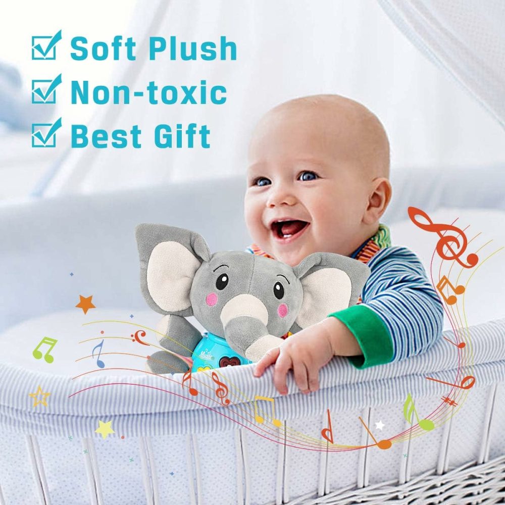 Plush Elephant Music Baby Toys 0 3 6 9 12 Months  Cute Stuffed Aminal Light Up Baby Toys Newborn Baby Musical Toys For Infant Babies Boys & Girls Toddlers 0 To 36 Months (Gray)  |  Musical Toys All Toys