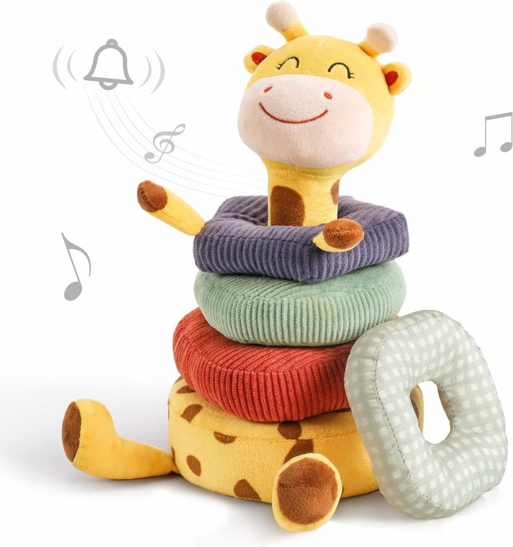 Plush Stacking Rattles Baby Toy Giraffe Stacks Of Circles Stem Montessori Toy Baby Shower Deer Woodland Stuffed Animals Gift For 3 6 9 12 18 Months 1 Year Olds Infant Toddler Boy Girl  |  Rattles & Plush Rings All Toys Rattles & Plush Rings