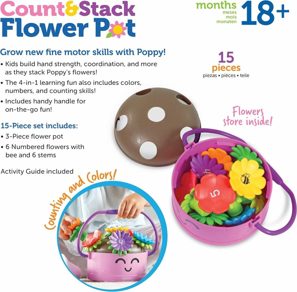 Poppy The Count & Stack Flower Pot – 15 Pieces  Fine Motor Skills Toys For Toddlers  Preschool Toys  Ages 18+ Months,Easter Basket Stuffers​  |  Sorting & Stacking Toys All Toys Sorting & Stacking Toys