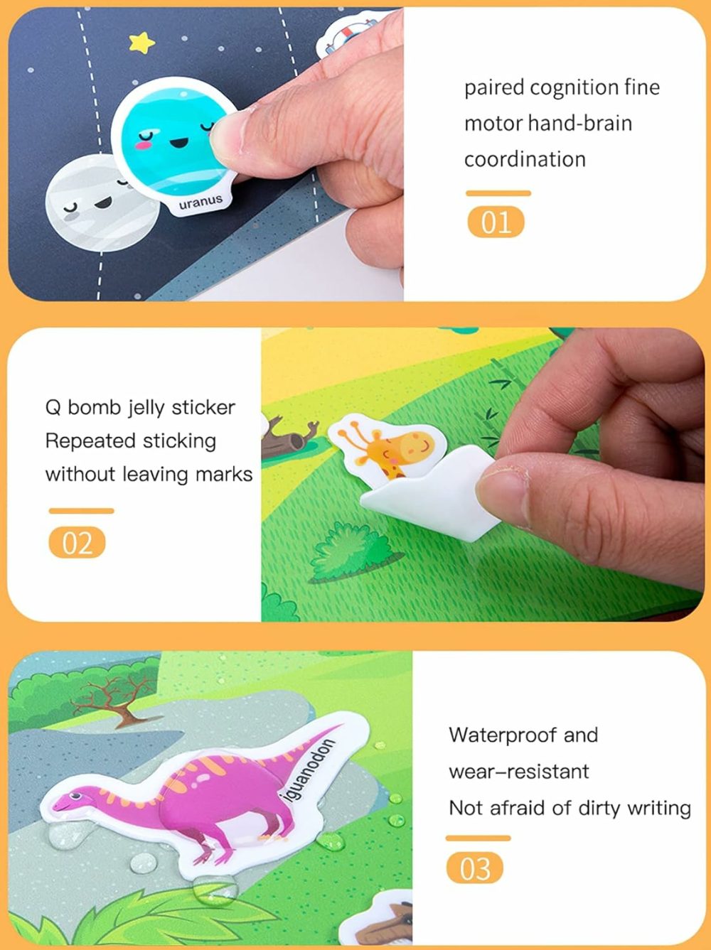 Portable Jelly Sticker Quiet Book For Toddlers  Montessori Busy Book  Preschool Learning Activities Travel Toys (Ocean)  |  Sorting & Stacking Toys All Toys Ocean