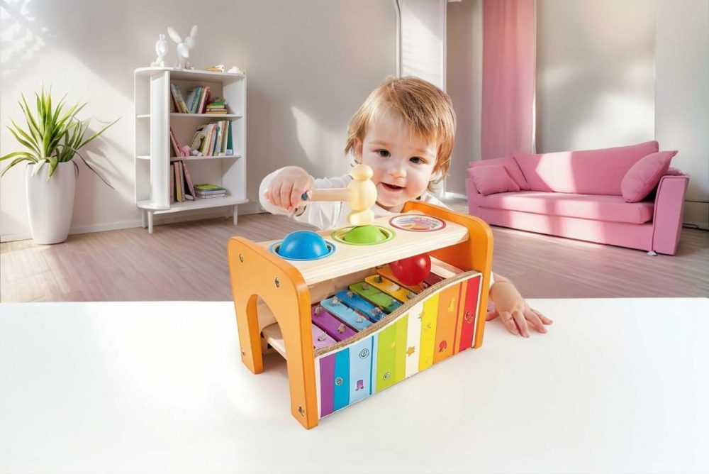 Pound & Tap Bench With Slide Out Xylophone – Award Winning Durable Wooden Musical Pounding Toy For Toddlers,Yellow  |  Hammering & Pounding Toys All Toys Hammering & Pounding Toys