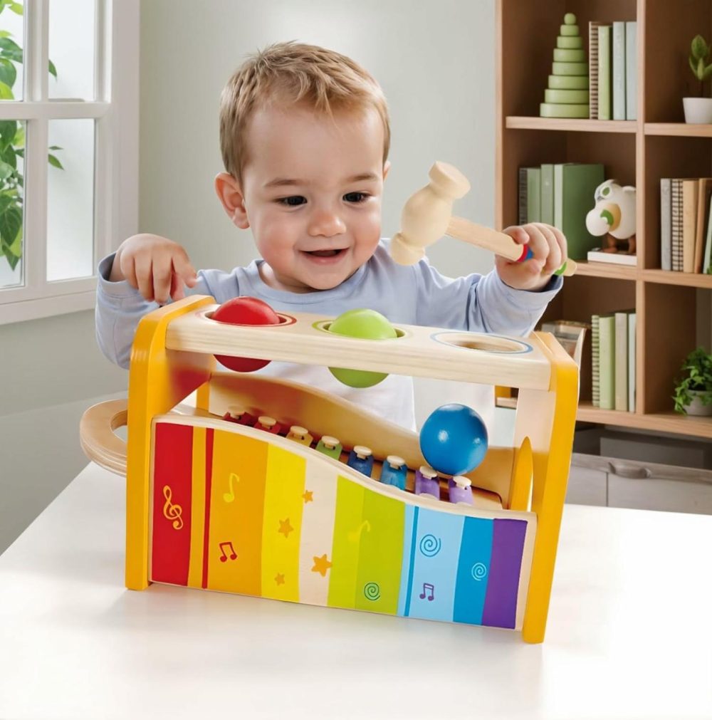 Pound  Tap  & Shake! Music Set – Award Winning Wooden Pounding Bench  Baby Xylophone  And Tap Along Tambourine – Developmental  Non-Toxic  Montessori Musical Toys For Toddlers 1 – 4 Years Old  |  Hammering & Pounding Toys All Toys Hammering & Pounding Toys