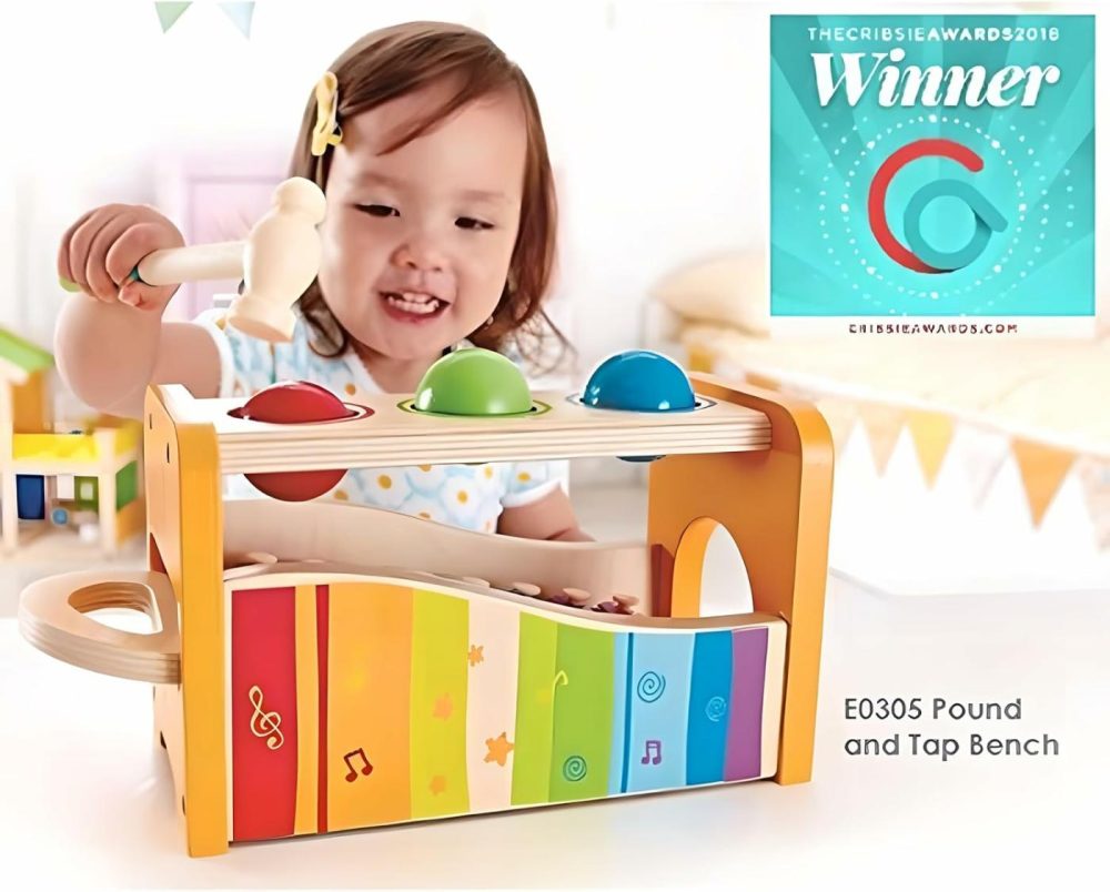 Pound  Tap  & Shake! Music Set – Award Winning Wooden Pounding Bench  Baby Xylophone  And Tap Along Tambourine – Developmental  Non-Toxic  Montessori Musical Toys For Toddlers 1 – 4 Years Old  |  Hammering & Pounding Toys All Toys Hammering & Pounding Toys