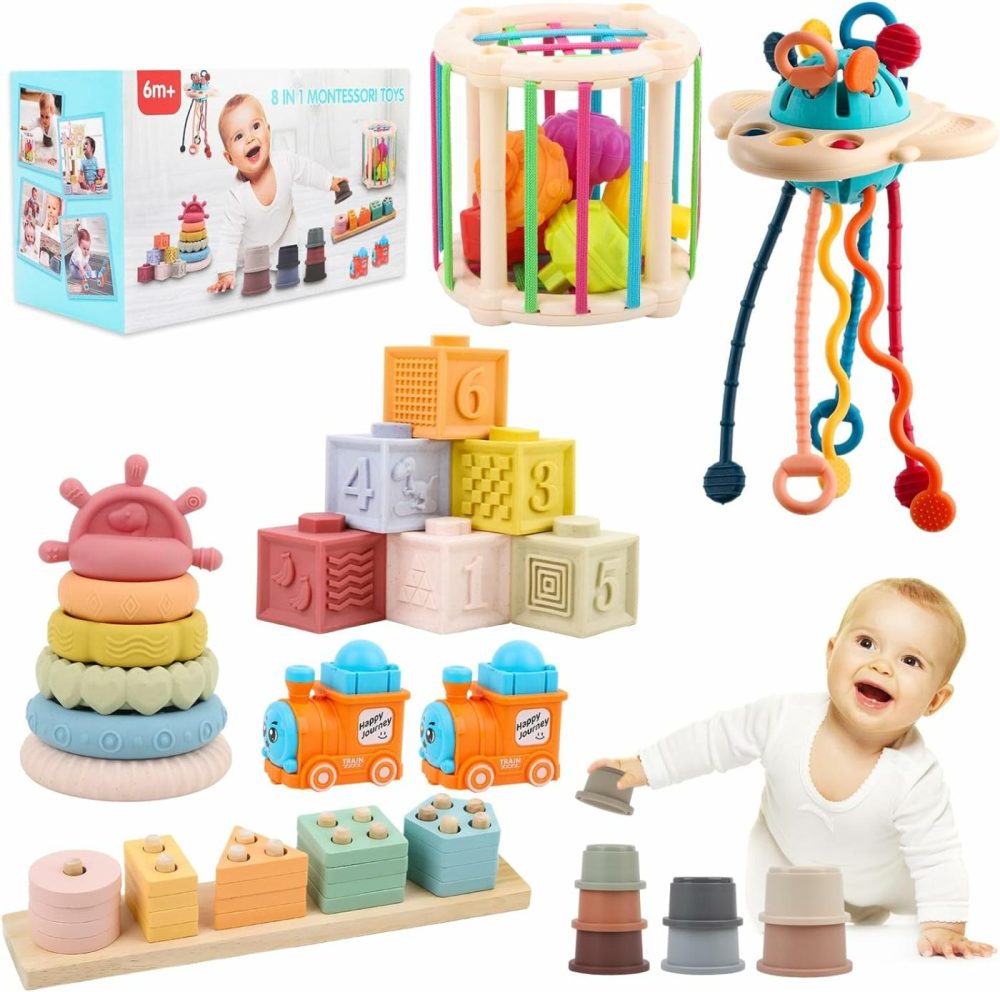 Premium Baby Toys For 6-18 Months  8 In 1 Montessori Toys Set  Educational Learning Toys For Toddlers 1-3 Years Old Trendy Babies Gifts For Boys & Girls  |  Sorting & Stacking Toys All Toys Sorting & Stacking Toys