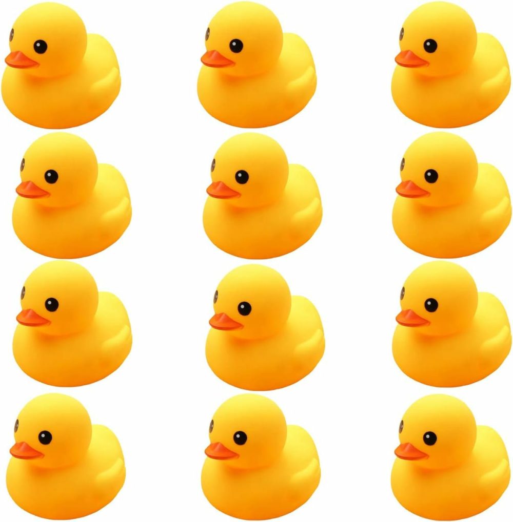 Preschool Bath Toys Rubber Floating Squeaky Baby Wash Shower Toy For Toddlers Kids Party Decoration 12 Pcs (Yellow Duck)  |  Bath Toys All Toys Bath Toys