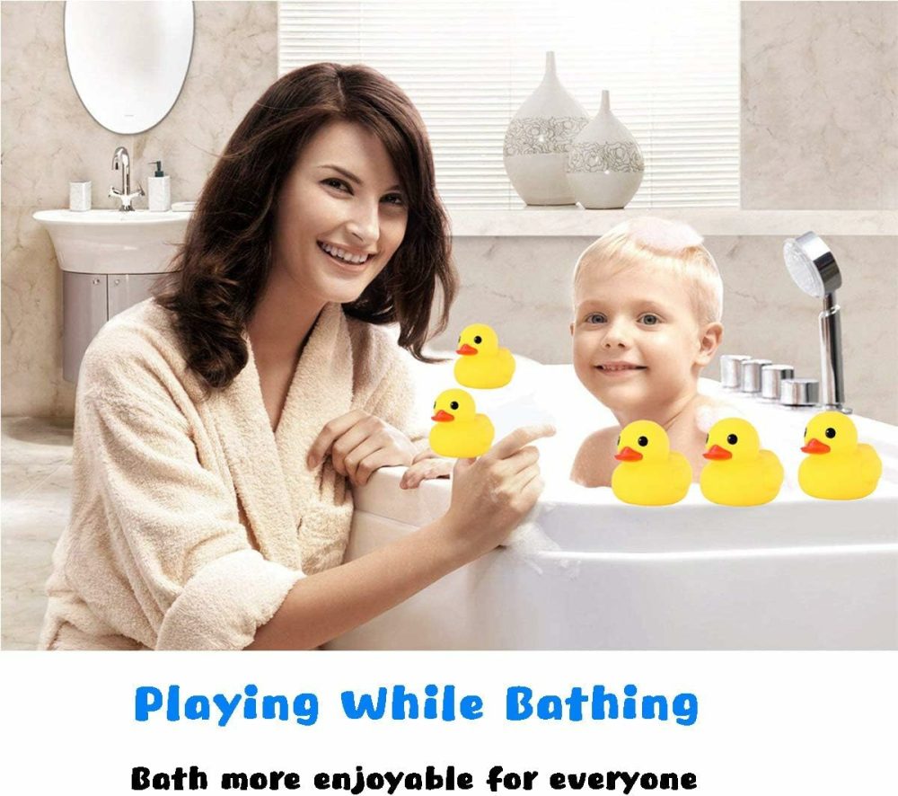 Preschool Bath Toys Rubber Floating Squeaky Baby Wash Shower Toy For Toddlers Kids Party Decoration 12 Pcs (Yellow Duck)  |  Bath Toys All Toys Bath Toys