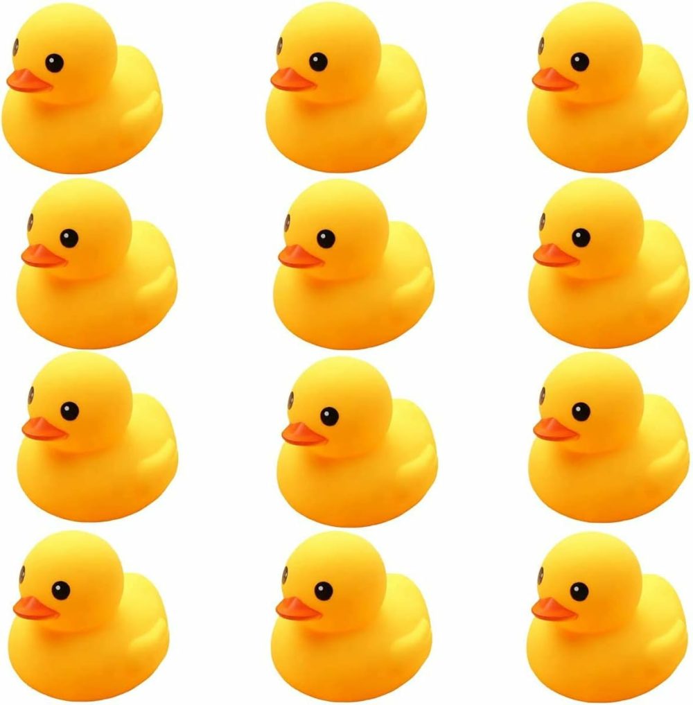 Preschool Bath Toys Rubber Floating Squeaky Baby Wash Shower Toy For Toddlers Kids Party Decoration 12 Pcs (Yellow Duck)  |  Bath Toys All Toys Bath Toys