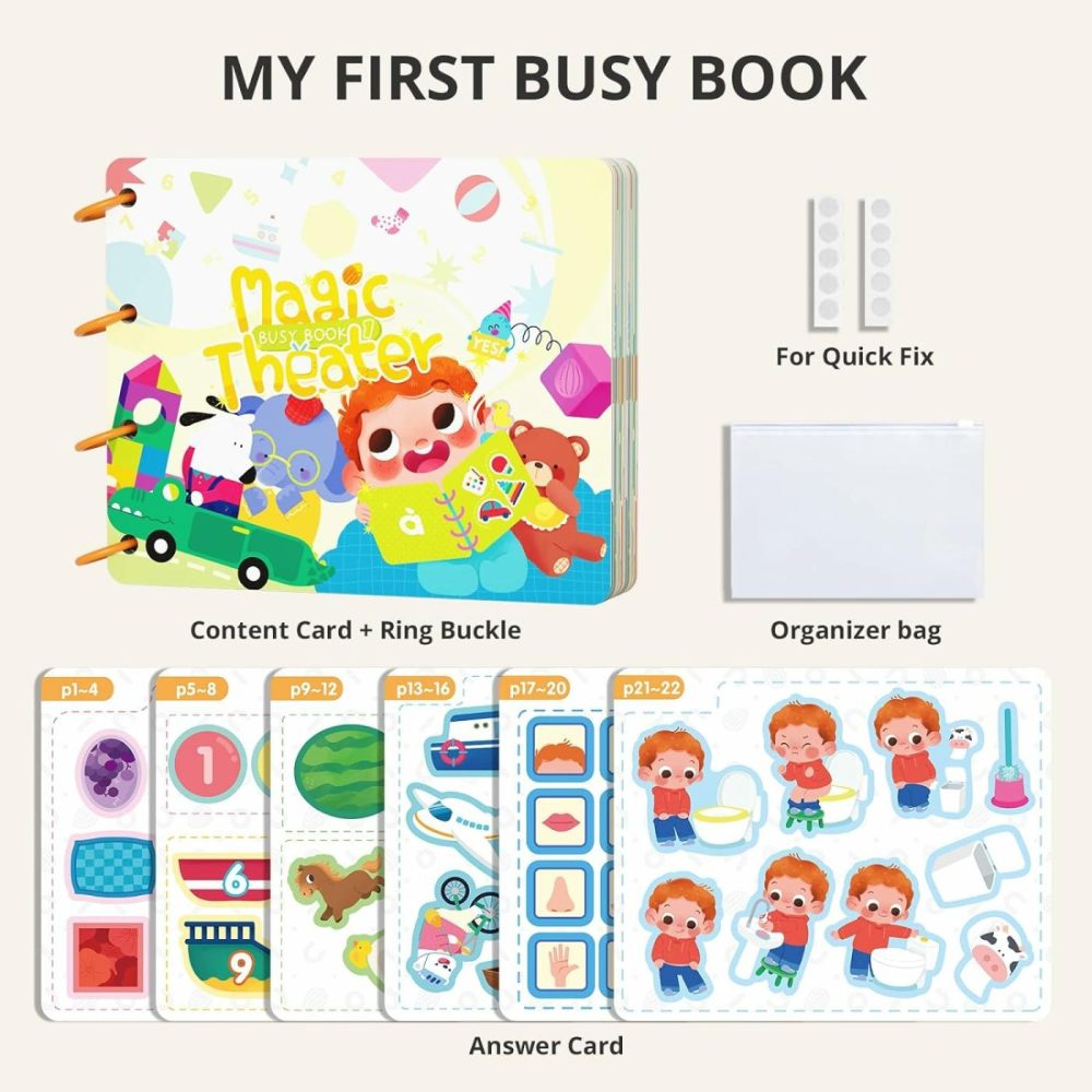 Preschool Busy Book For Toddlers 1-3 Years Old  Pre-Assembled  Learning Activity Sticker Book With 12 Different Theme Pages  Montessori Educational Toy For Kids 2 3 4  |  Sorting & Stacking Toys All Toys Sorting & Stacking Toys