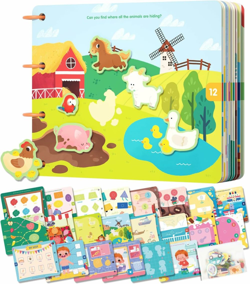 Preschool Busy Book For Toddlers 1-3 Years Old  Pre-Assembled  Learning Activity Sticker Book With 12 Different Theme Pages  Montessori Educational Toy For Kids 2 3 4  |  Sorting & Stacking Toys All Toys Sorting & Stacking Toys