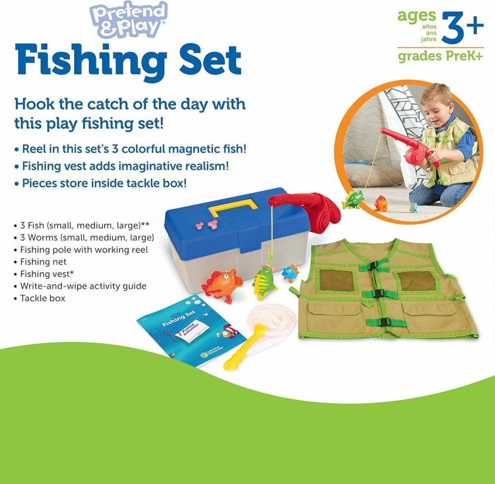 Pretend & Play Fishing Set – 11 Pieces  Ages 3+ Toddler Pretend Play Toys  Preschool Learning Toys  Fishing Pole For Kids  Fisherman Costume  |  Sorting & Stacking Toys All Toys Sorting & Stacking Toys