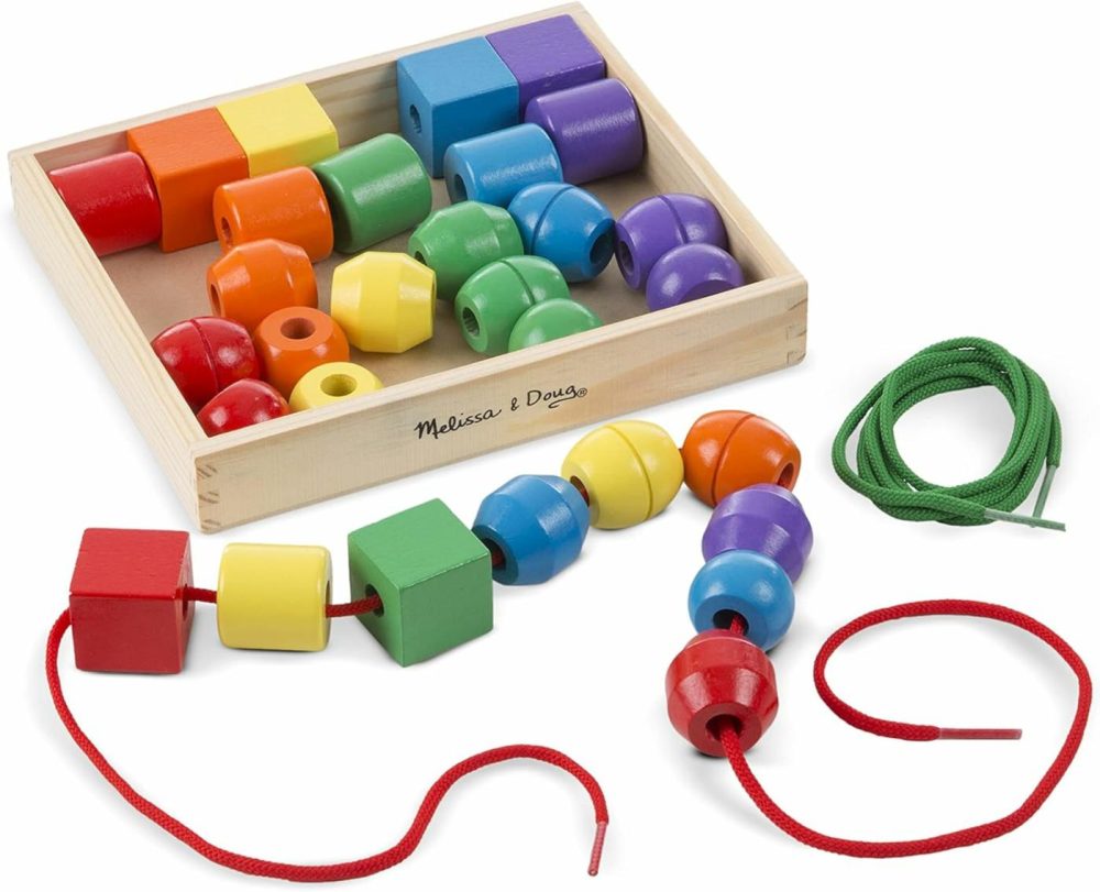 Primary Lacing Beads – Educational Toy With 8 Wooden Beads And 2 Laces  |  Sorting & Stacking Toys All Toys Sorting & Stacking Toys