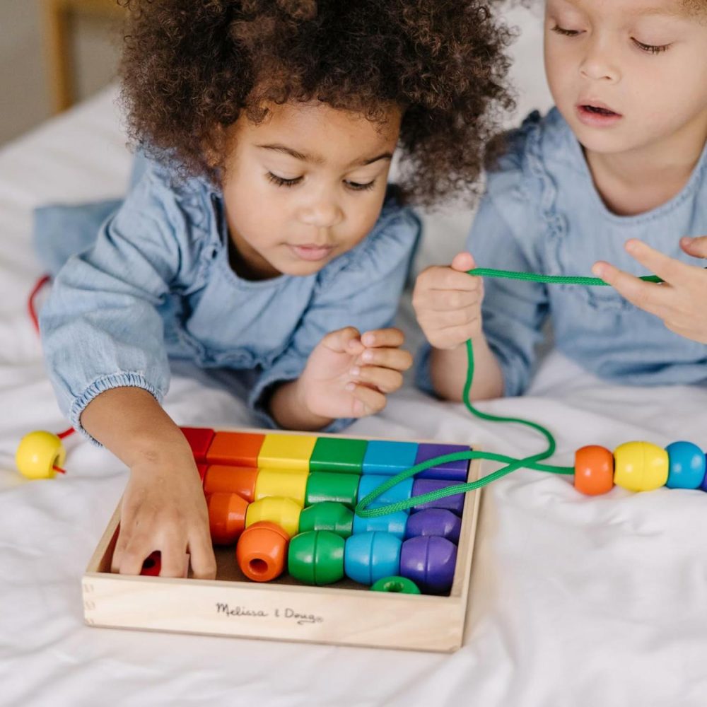 Primary Lacing Beads – Educational Toy With 8 Wooden Beads And 2 Laces  |  Sorting & Stacking Toys All Toys Sorting & Stacking Toys