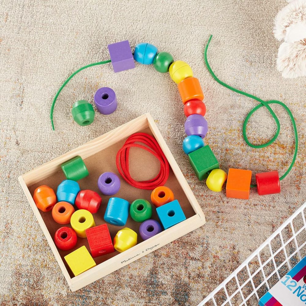 Primary Lacing Beads – Educational Toy With 8 Wooden Beads And 2 Laces  |  Sorting & Stacking Toys All Toys Sorting & Stacking Toys