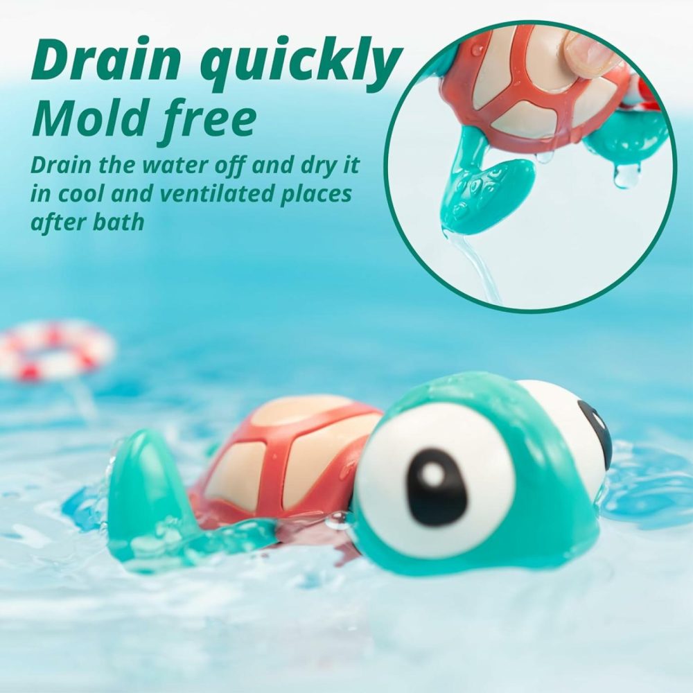 Pull-String Swimming Sea Friends Bath Toy For Kids (Turtle With Swim Ring)  |  Bath Toys All Toys Bath Toys