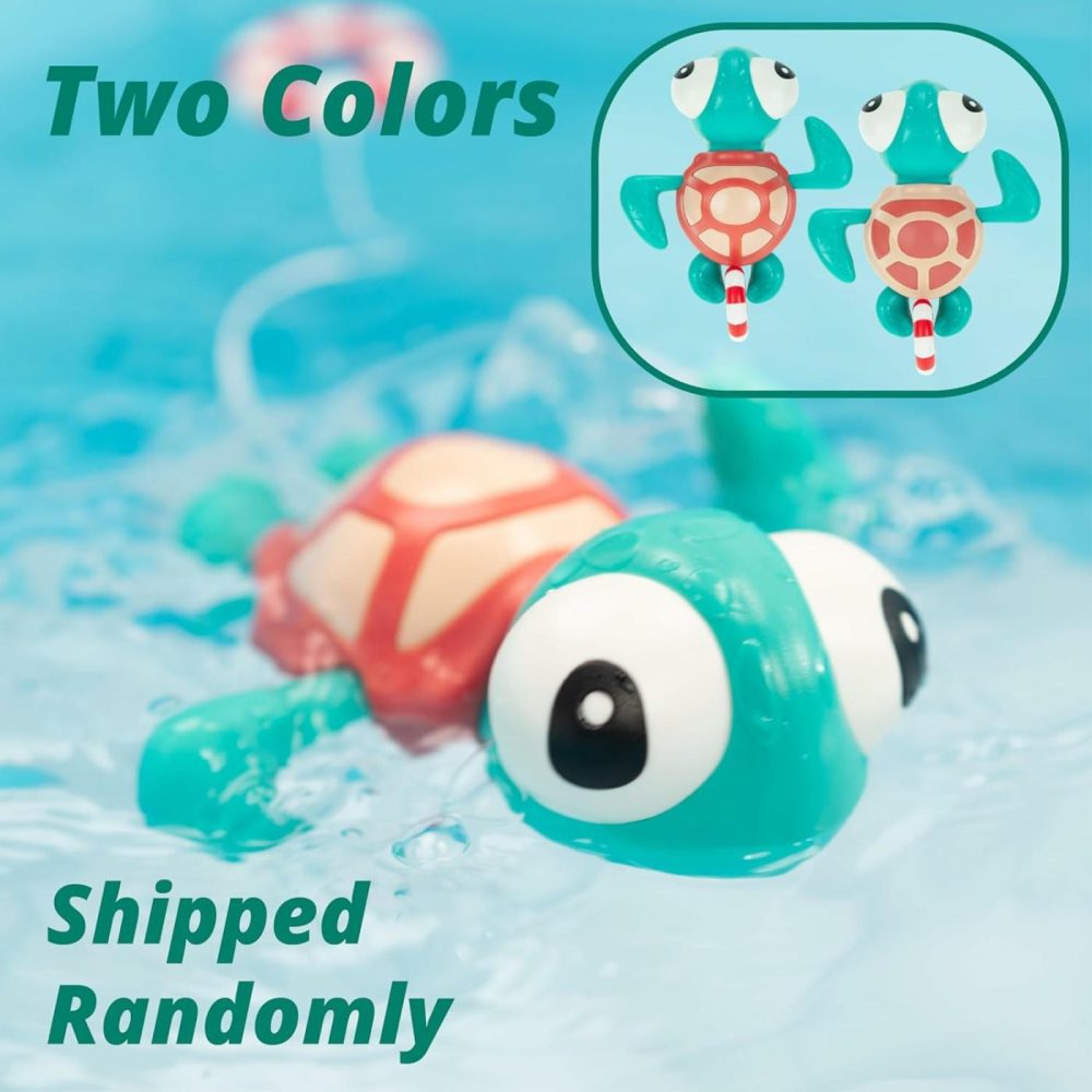 Pull-String Swimming Sea Friends Bath Toy For Kids (Turtle With Swim Ring)  |  Bath Toys All Toys Bath Toys