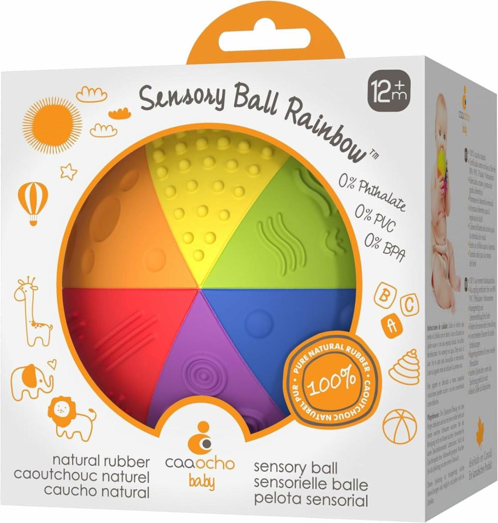 Pure Natural Rubber Sensory Ball Rainbow 4″ – Bpa Free Baby Ball Toy  For Sensory Play  Perfect Bouncer  Gentle Squeaking  |  Balls All Toys Balls