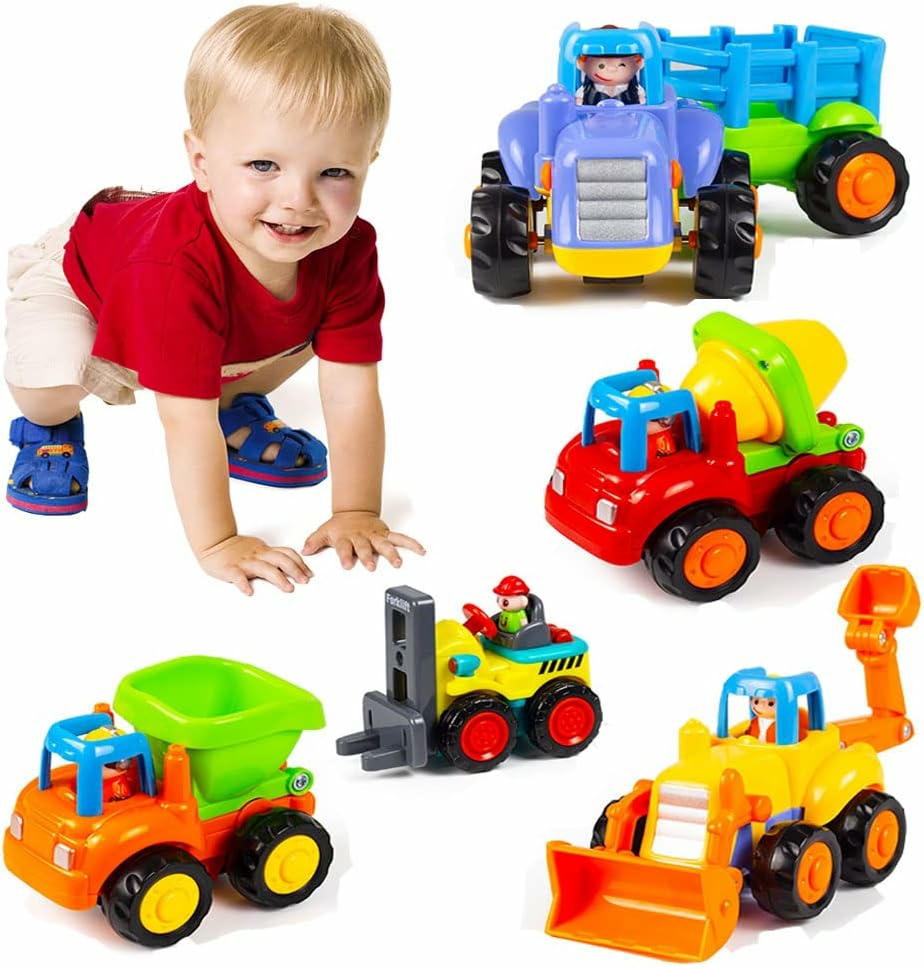 Push And Go Friction Powered Car Toys Set Tractor Bulldozer Mixer Truck And Dumper For Baby Toddlers  |  Push & Pull Toys All Toys Push & Pull Toys