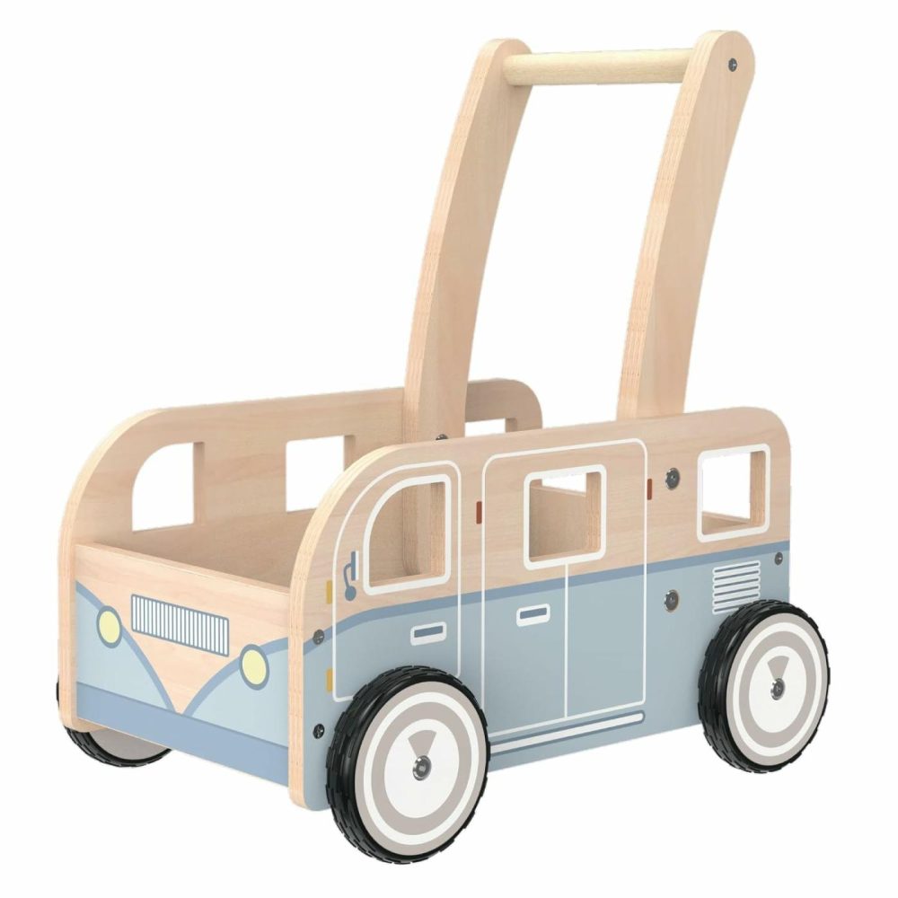 Push Walker Bus-Wooden Baby Walker For Boys And Girls  Stand & Learn Push Walker For Toddlers 1-3 Years Old Blue  |  Push & Pull Toys All Toys Push & Pull Toys