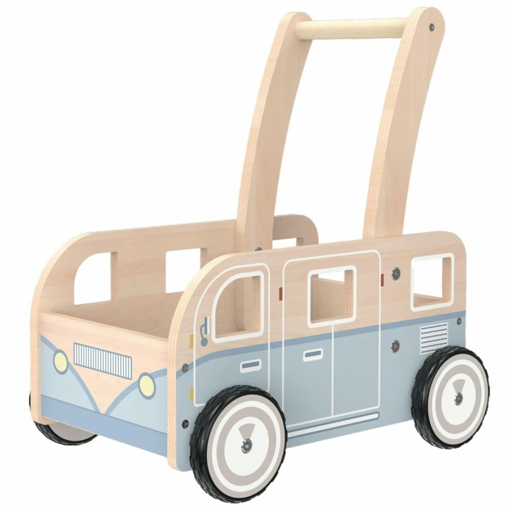 Push Walker Bus-Wooden Baby Walker For Boys And Girls  Stand & Learn Push Walker For Toddlers 1-3 Years Old Blue  |  Push & Pull Toys All Toys Push & Pull Toys