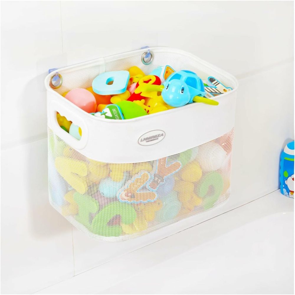 Quick Scoop Baby Mesh Bath Toy Storage  2X Capacity & Large Opening Bath Toy Organizer Baby Bath Gift Bathtub Toy Holder  Toy Storage For Toddlers (White)  |  Bath Toys All Toys Bath Toys