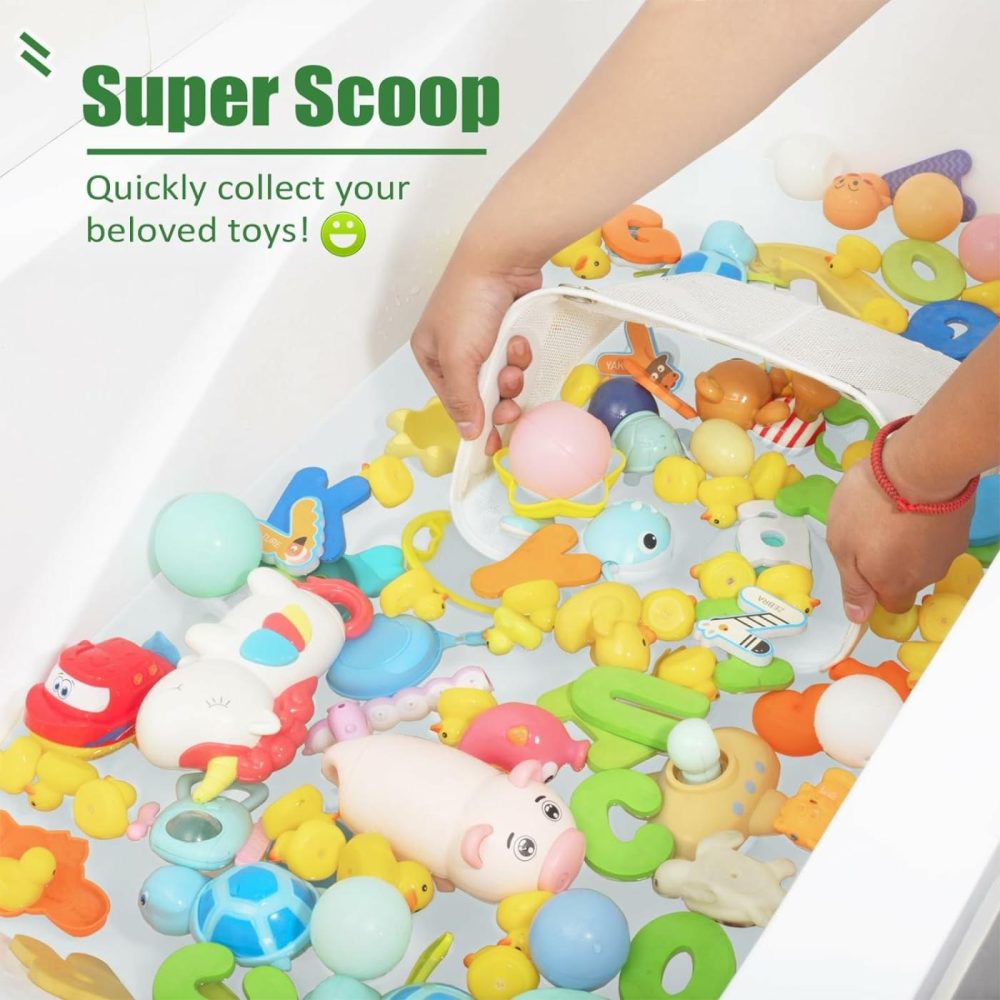 Quick Scoop Baby Mesh Bath Toy Storage  2X Capacity & Large Opening Bath Toy Organizer Baby Bath Gift Bathtub Toy Holder  Toy Storage For Toddlers (White)  |  Bath Toys All Toys Bath Toys