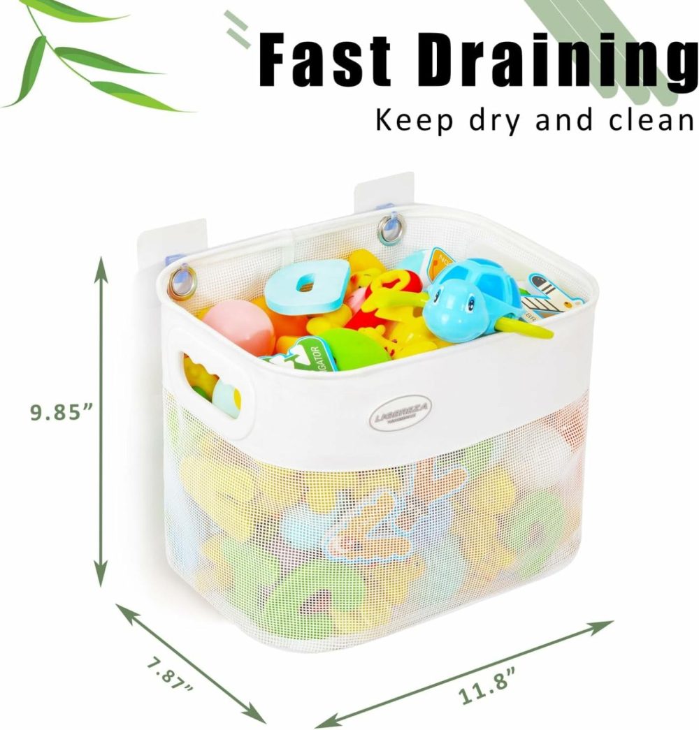 Quick Scoop Baby Mesh Bath Toy Storage  2X Capacity & Large Opening Bath Toy Organizer Baby Bath Gift Bathtub Toy Holder  Toy Storage For Toddlers (White)  |  Bath Toys All Toys Bath Toys